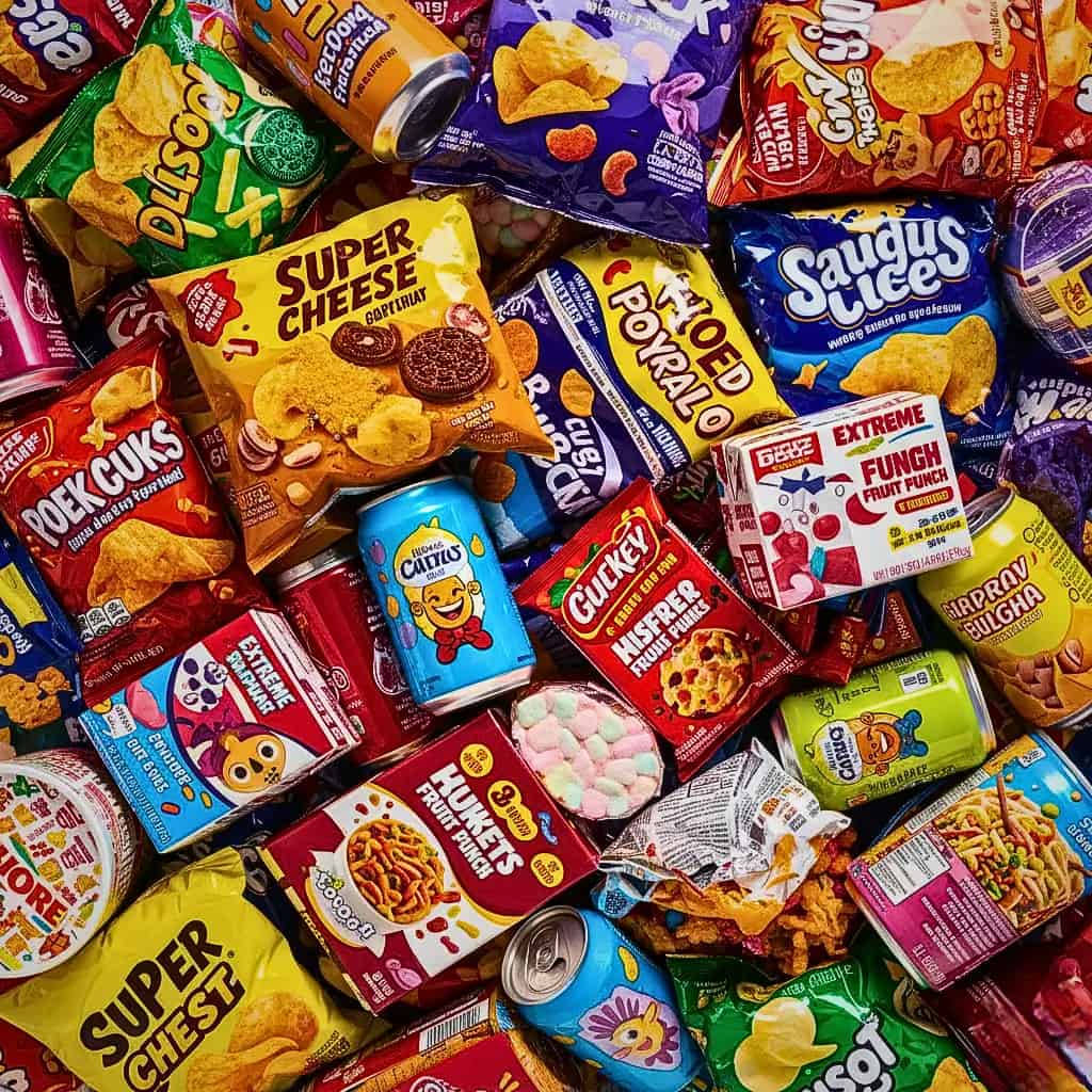 Salgadinhos e refrigerantes